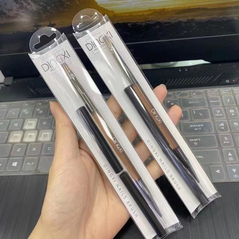 bút cọ 2 đầu chải gel và cọ nét dingxi