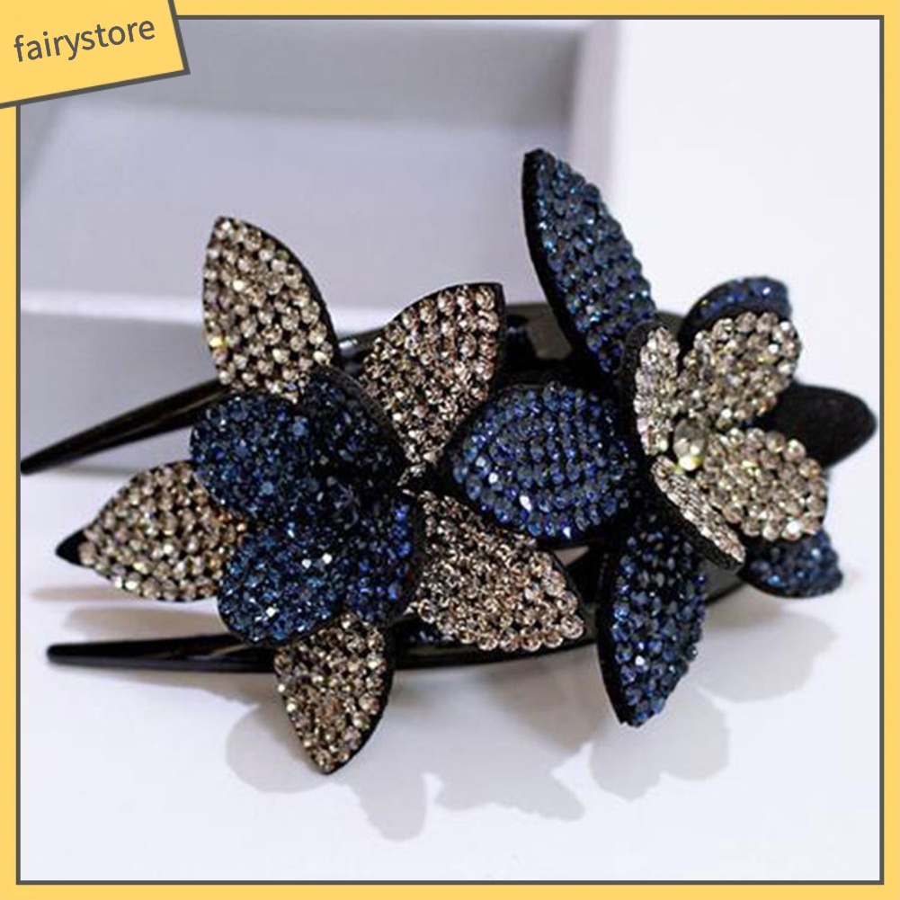 Kẹp tóc họa tiết hoa đính đá lấp lánh sang trọng cho nữ