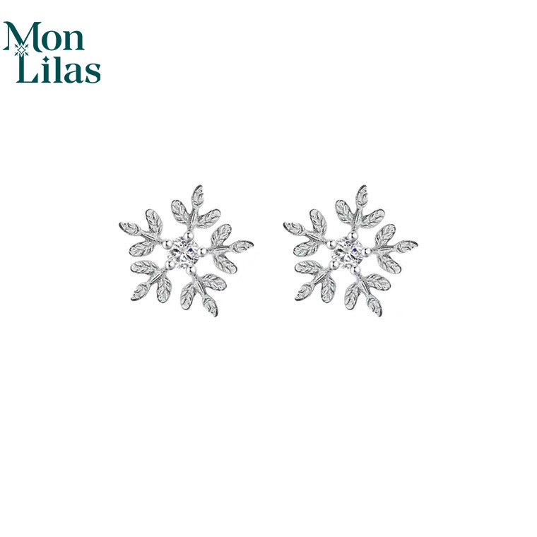 Bông Tai Bạc Nữ Mon Lilas Hình Bông Tuyết Cá Tính Snowflakes - K204003