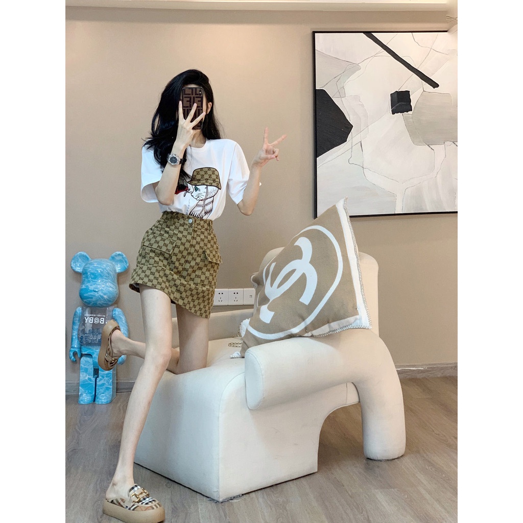 Bộ váy áo ngắn tay trẻ trung thoải mái năng động màu hè thời trang mới 2022