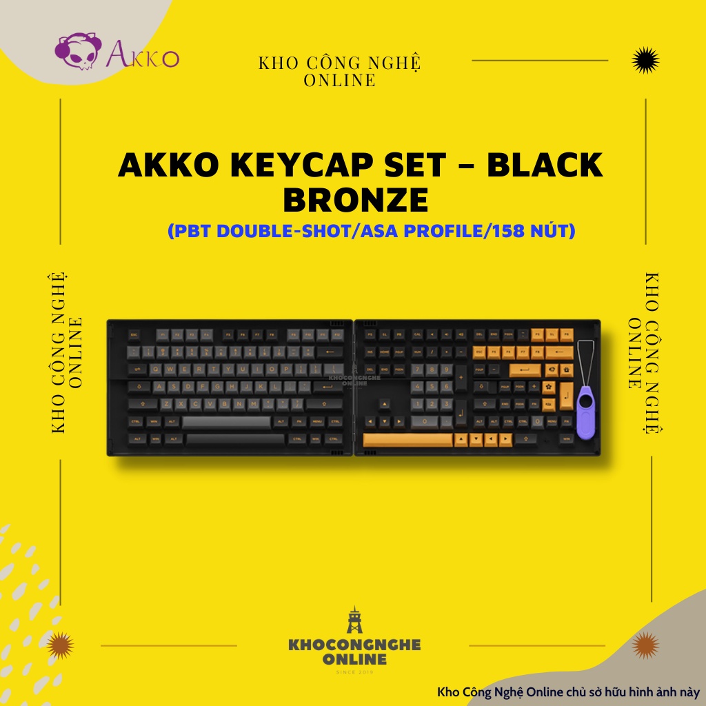 AKKO Keycap set – Black Bronze (PBT Double-Shot/ASA profile/158 nút)