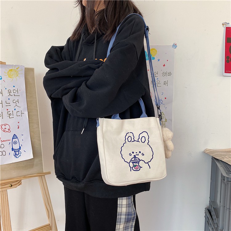 Túi tote vải canvas đeo chéo balo cute dễ thương MOTERI TV248