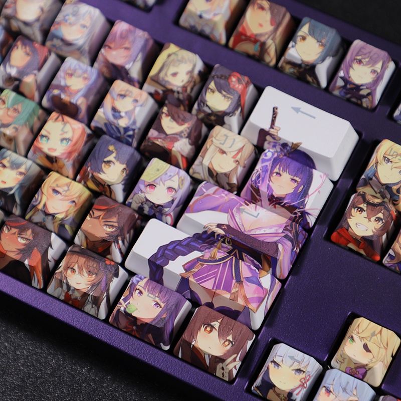 Genshin Impact Keycap Cherry Profile Anime Truyền ánh sáng PBT DYE SUB Bàn phím cơ keycaps