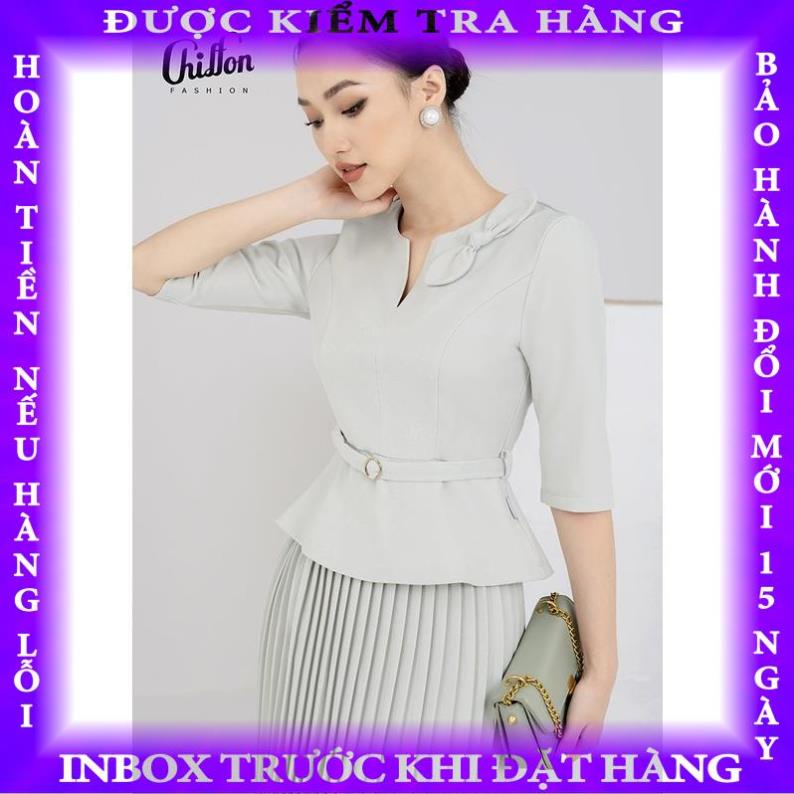 Áo vest kí giả cổ V kèm nơ cổ, hàng thiết kế by Chiffon hoangle