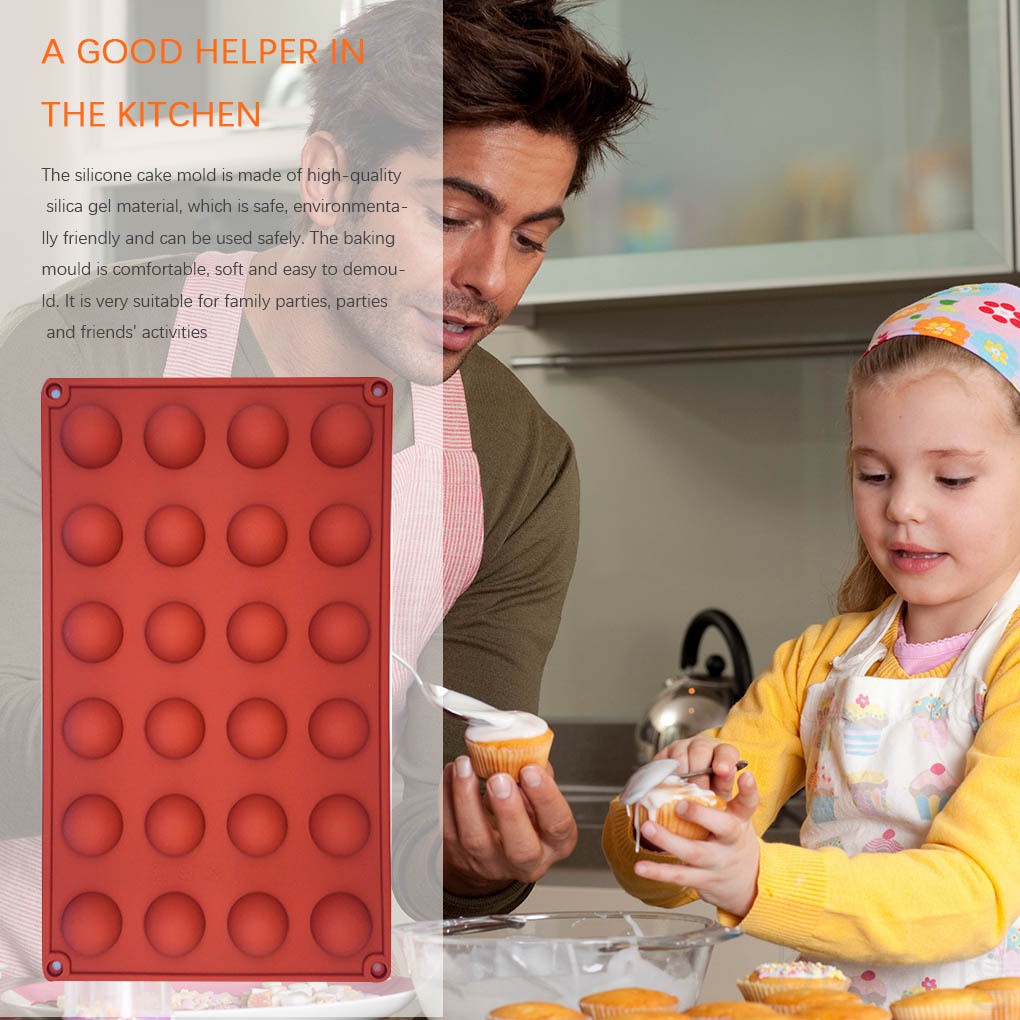 Khuôn silicone tạo hình bán cầu làm đá cục/bánh kẹo chocolate