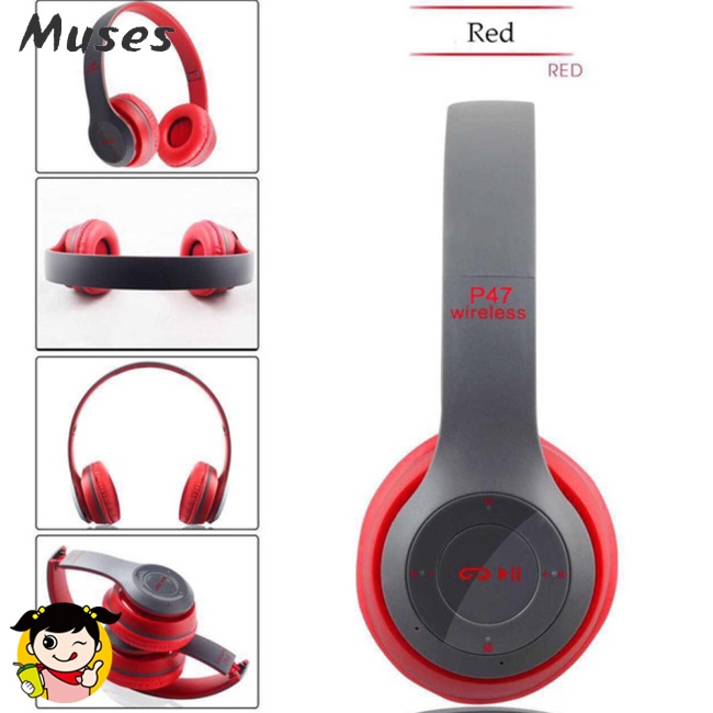 Tai Nghe Bluetooth Không Dây P47 Có Thể Gập Lại Kèm Mic Tương Thích Với Điện Thoại Di Động Xiaomi Iphone Sumsamg