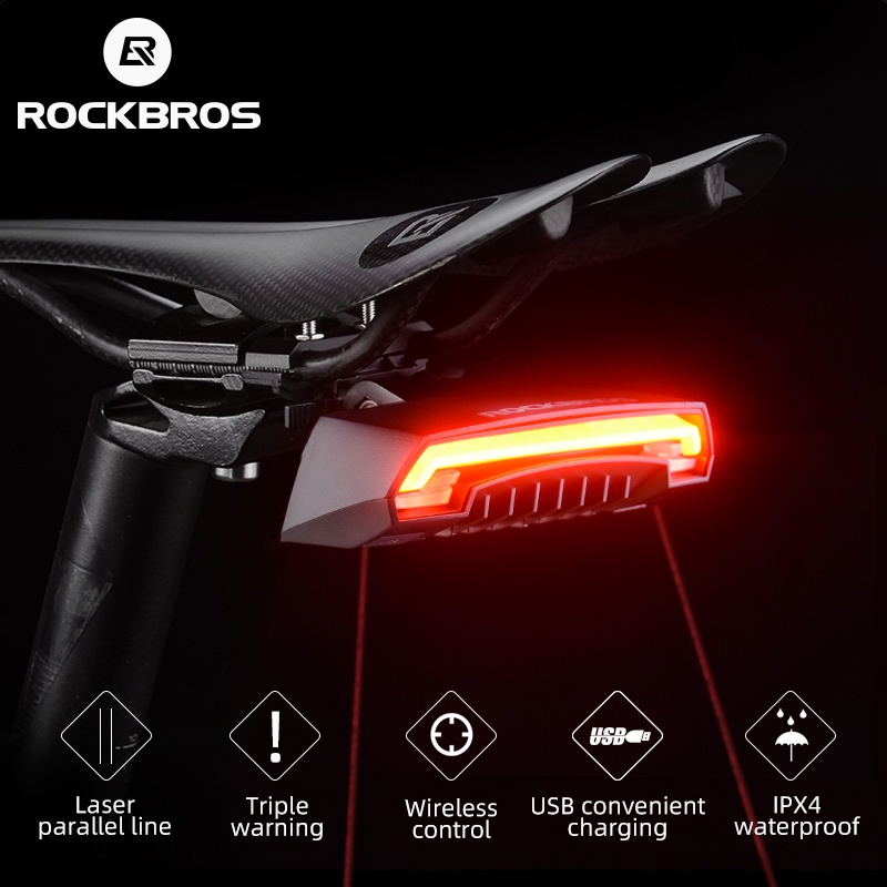 Rockbros Đèn Tín Hiệu Gắn Đuôi Xe Đạp Không Dây Chống Thấm Nước Kèm Điều Khiển Từ Xa