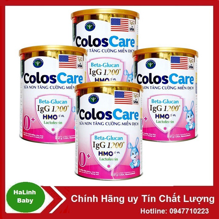 Combo 4 lon Sữa Non ColosCare 0+ 1200igG 800g [Date 11/2023]