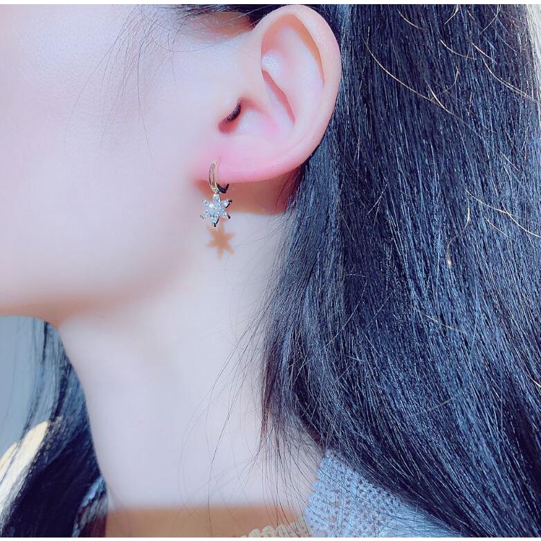 Bông Tai Hình Hoa Đính Đá Thời Trang Cho Nữ