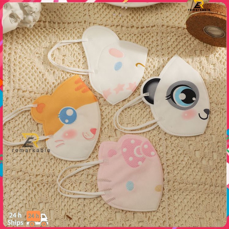Sẵn Sàng Cổ 【 4-12 Years】 10 Chiếc Trẻ Em 3d Bảo Vệ Mặt Nạ Thoáng Khí Mặt Nạ