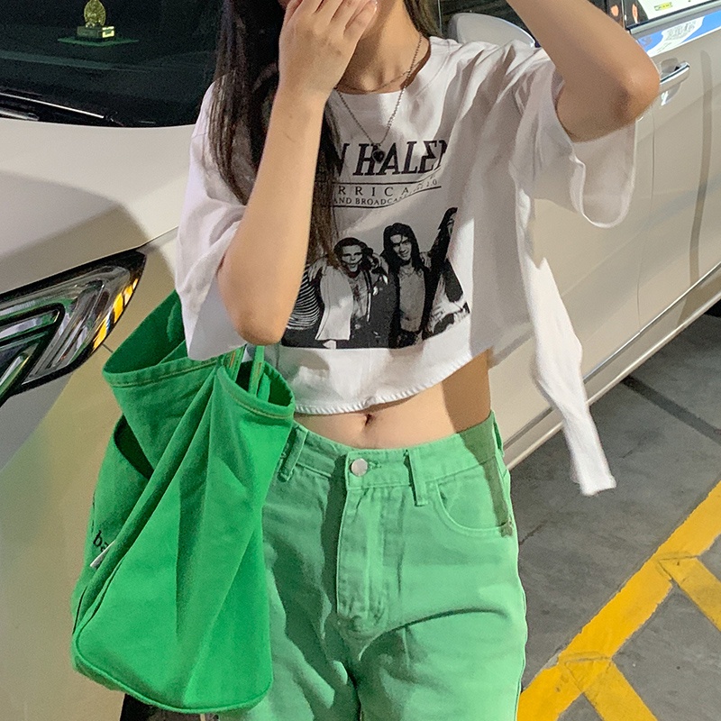 Áo Thun Nữ Ngắn Tay Cổ Tròn Form Rộng Thời Trang Hàn