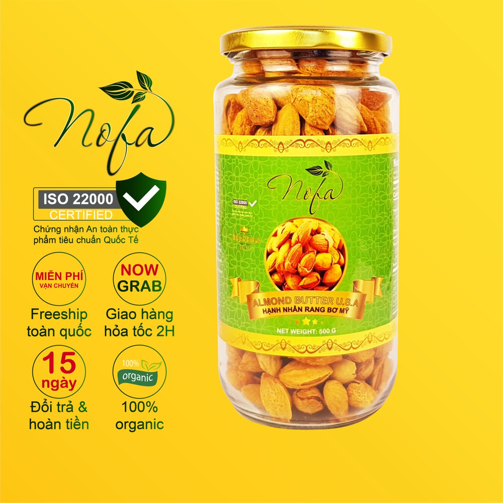 Hạnh nhân rang bơ NOFA thơm giòn 500g, Hạnh nhân mật ong, Hạt hạnh nhân Mỹ vỏ mỏng | BigBuy360 - bigbuy360.vn
