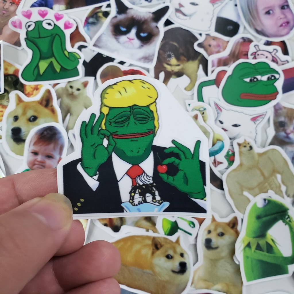 Sticker meme/ Sticker chống nước dán mũ bảo hiểm, dán điện thoại, laptop,...