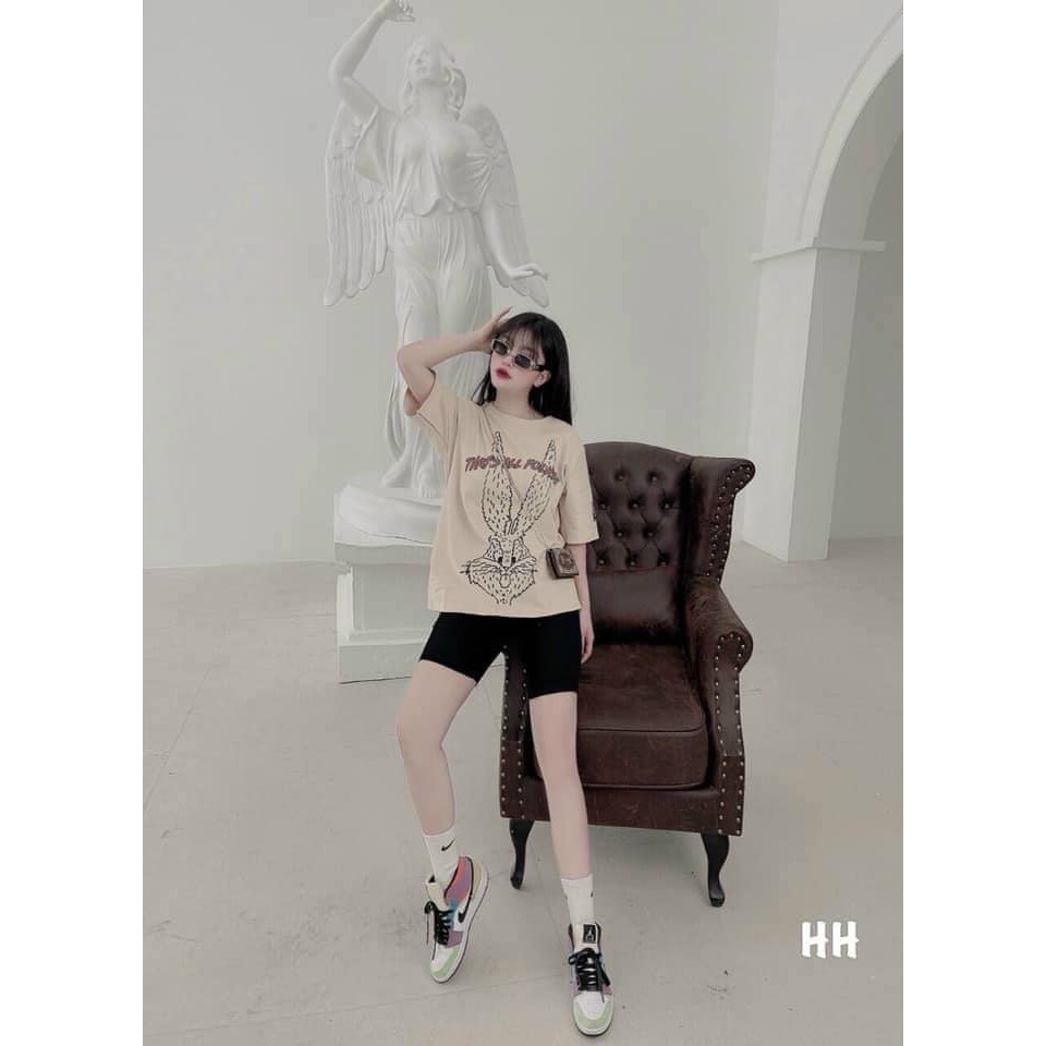 Bộ cotton nữ, ÁO NGẮN TAY VÀ QUẦN NGỐ, họa tiết con thỏ | BigBuy360 - bigbuy360.vn