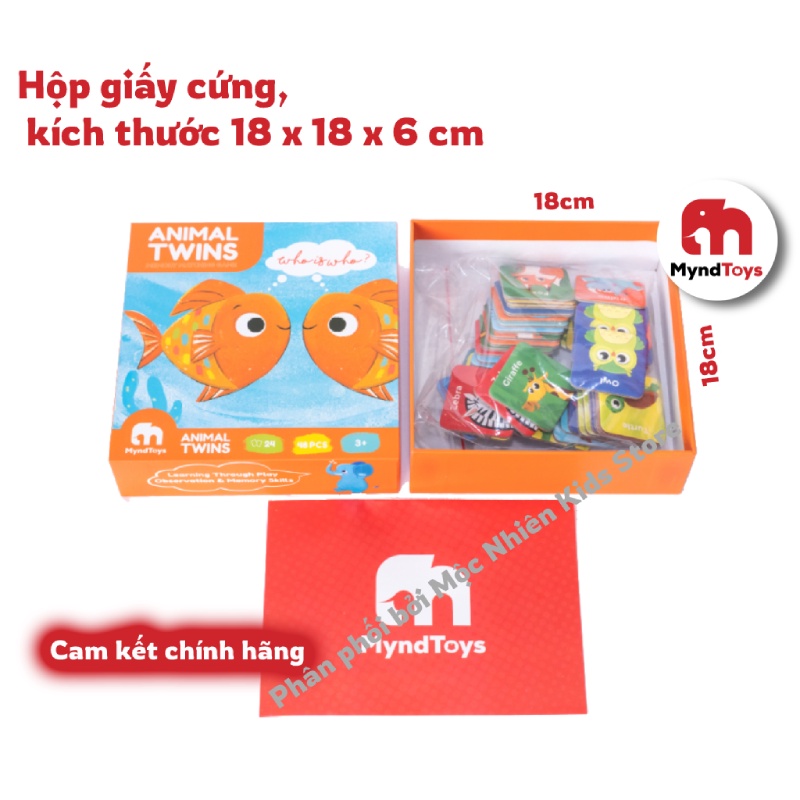 Đồ chơi giáo dục, bộ đồ chơi xếp hình MyndToys - Animal Twins - Memory Matching Game 48 Thẻ Cho Bé 2 Tuổi