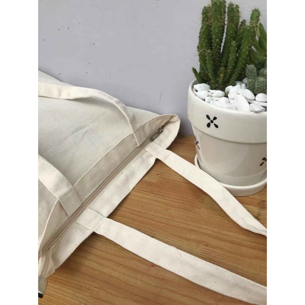 [GIÁ HỦY DIỆT ] Túi vải tote nữ Canvas trơn trắng,đen,xanh đen, vàng, hồng ,kem mộc có khóa