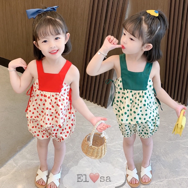 Bộ đồ bé gái 🔴 🔵 🔴 SET BỘ CHẤM BI 2 DÂY 🔴 🔵 🔴