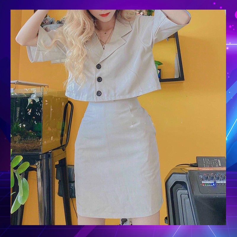 Set Vest Blazer Kèm Chân Váy ( Váy Có Túi ) - Set Vest Blazer Công Sở - Thời Trang Dressery Store