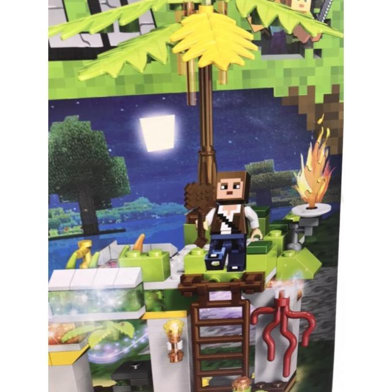 [Khai trương giảm giá] Lego Minecraft - HOT (Có Đèn) Bộ lắp ráp minecraft căn cứ bí mật - 503 miếng