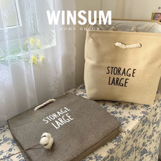 Giỏ Đựng Quần Áo, Thú Bông, Đồ Chơi Trẻ Con Chất Vải Bồi Cotton Linen Cao Cấp - Winsum.decor