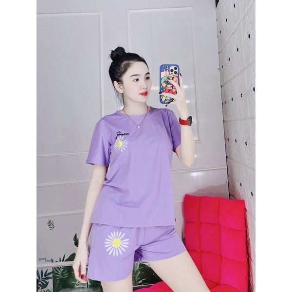 Bộ đồ thun, Bộ đồ đùi mặc nhà chất liệu cotton hoạ tiết dễ thương