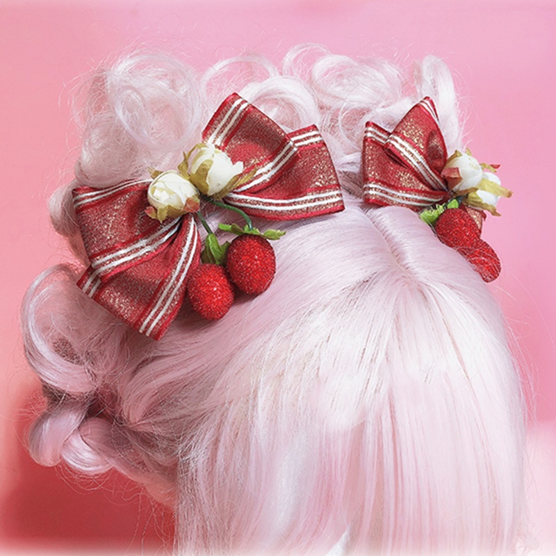 Kẹp Tóc Đính Nơ Họa Tiết Hoa Phong Cách Lolita