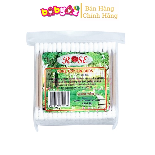 Tăm Bông Ngoái Tai Cây Gỗ Rose Túi 100c Cao Cấp Tăm Bông Trang Điểm Người Lớn