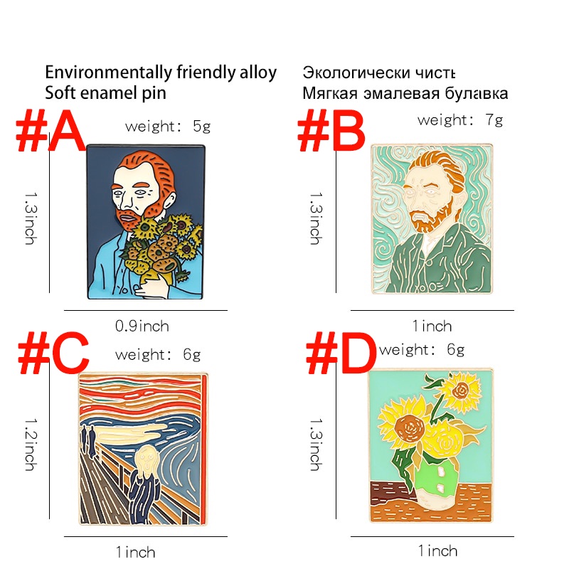 Ghim Cài Áo Tráng Men Hình Tranh Sơn Dầu Hình Hoa Hướng Dương Van Gogh Van Gogh Thích Hợp Làm Quà Tặng Cho Bạn Bè