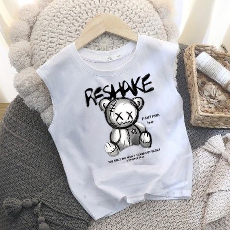 Áo Thun Sát Nách Vải Cotton Mỏng Kiểu Hàn Quốc Thời Trang Mùa Hè Cho Bé Trai