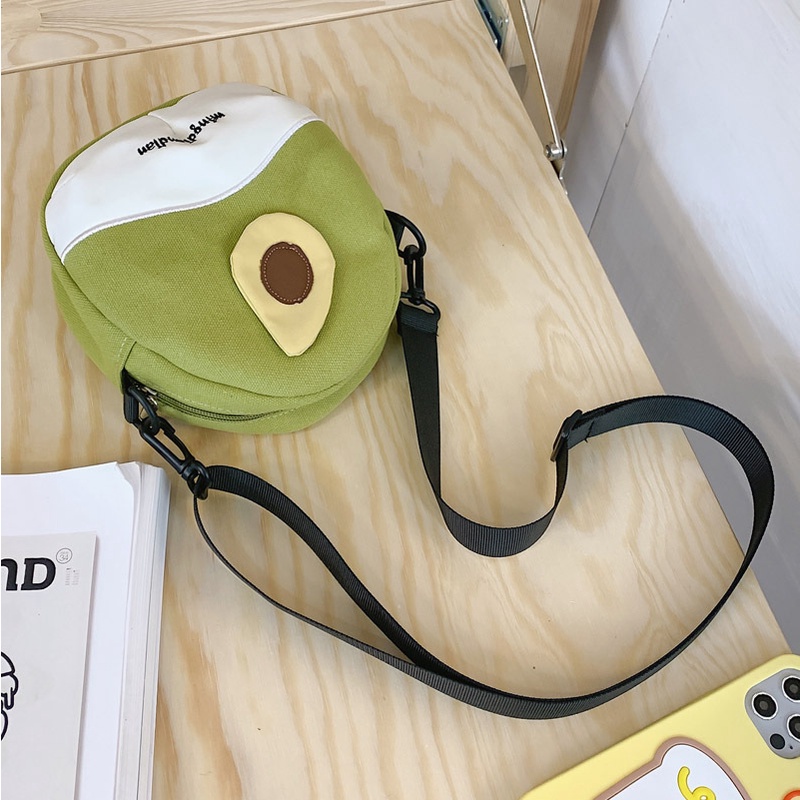 Túi đeo vai IELGY thiết kế lòng đỏ trứng/ bơ hoạt hình màu sắc tương phản phong cách Nhật Bản đáng yêu cho bé gái