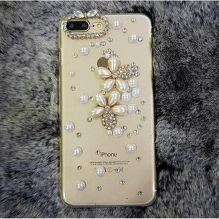 Ốp lưng handmade đính đá hoa viền