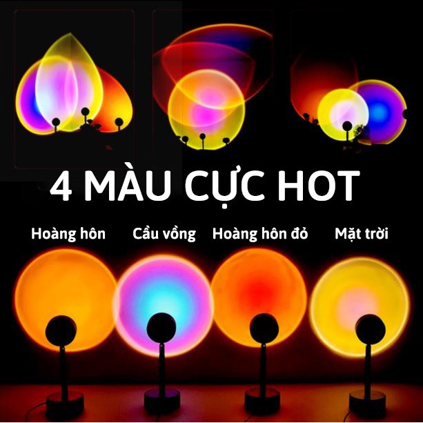 Đèn Hoàng Hôn Chuyển Được 4 Màu - Đèn Cầu Vồng Chiều cao 27cm, dây USB dài 1.2m, quay 180 độ