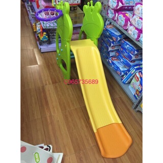 Cầu trượt máng dài , 3 bậc kèm bóng rổ