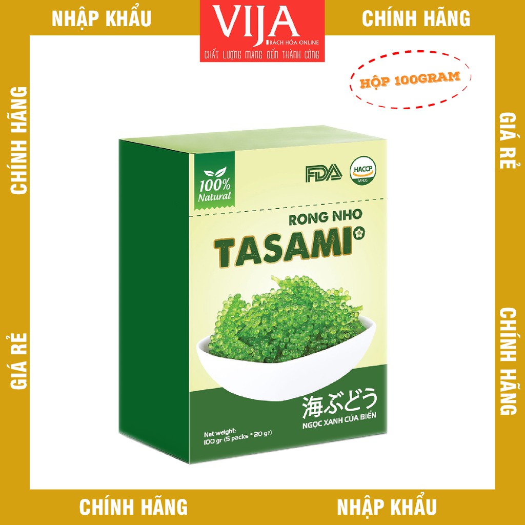 Hộp 100g 5 Gói Rong Nho Tách Nước Tasami Công Nghệ Tách Nước Tiêu Chuẩn Nhật Bản