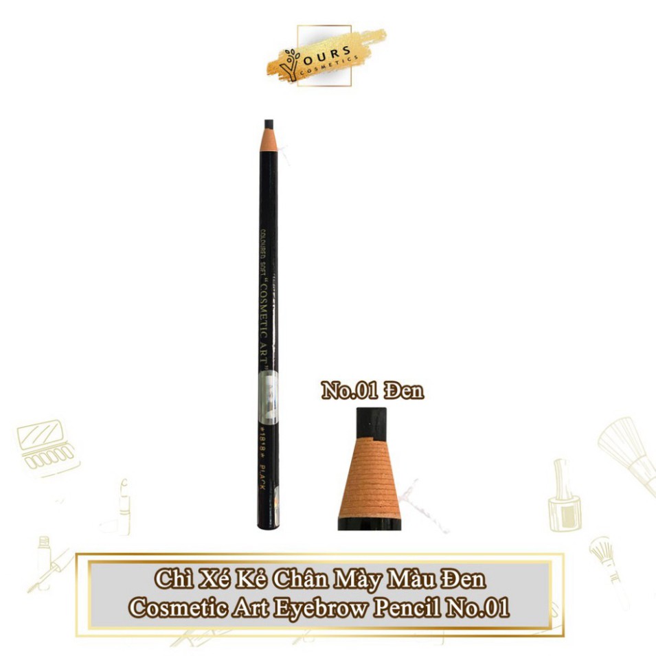 [1 Cây Đen] Chì Xé Kẻ Chân Mày Cosmetic Art Eyebrow Pencil Màu Đen 2 Tem 1818 No.1 - Chì Kẻ Mày Cosmetic Art Màu Đen Q41