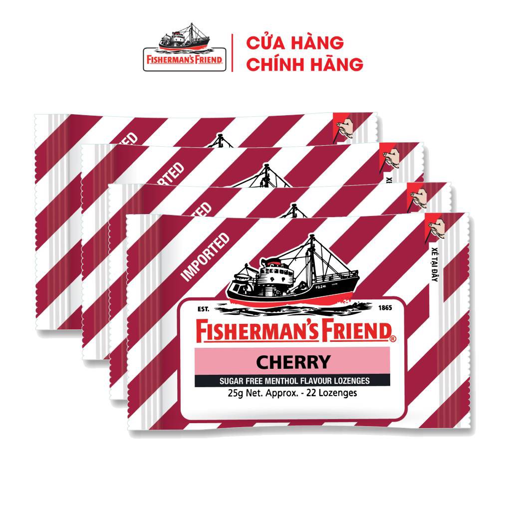 Combo 4 Gói Kẹo Con Tàu Cay Fisherman's Friends Hương Cherry (25G/Gói)