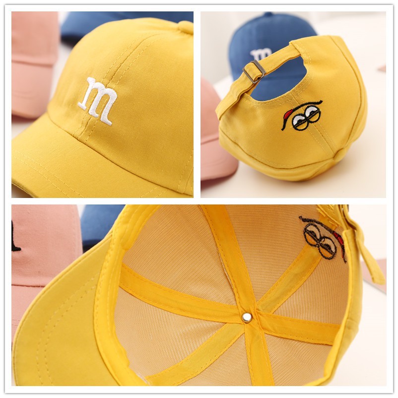 Cod 【Hàng Có Sẵn】Mũ Bóng Chày Cotton Thêu Chữ m” Có Thể Điều Chỉnh Phong Cách Hàn Quốc Mùa Hè Cho Trẻ Em