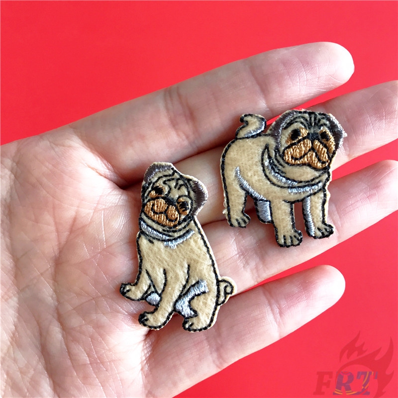 ☸ Pets &amp; Animals：Pomeranian &amp; Pug Are Best Friends！ Iron-on Patch ☸ 1Pc/2Pcs Diy Sew on Iron on Badges Patches