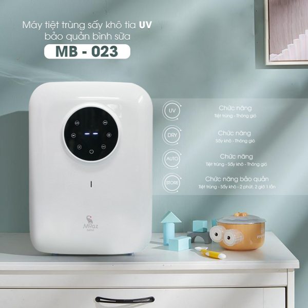 [BH 2 năm 1 đổi 1] Máy tiệt trùng sấy khô và bảo quản bình sữa tia UV MOAZ BÉBÉ MB-023 dung tích 22l 4 bóng UV