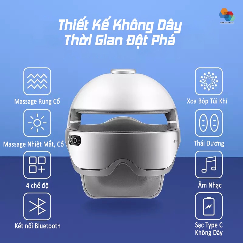 Máy massage mắt, cổ và đầu 3 trong 1 Xiaomi Momoda SX-315, kết nối App, âm nhạc bluetooth, xoa bóp túi khí, mát xa nhiệt