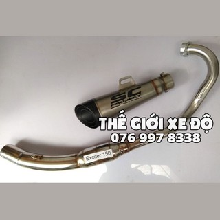 Bộ pô SC vát xéo full cổ pô Ex 150 bầu hơi độ bô nổ xe exciter 150