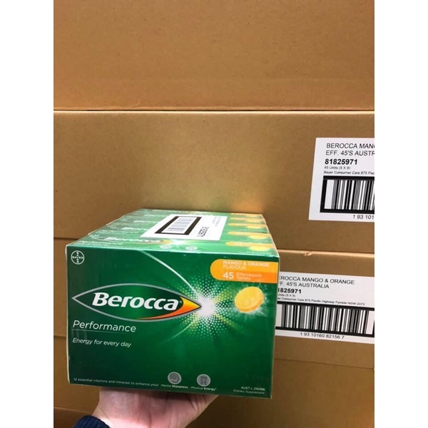 Sủi Berocca Úc Ống 15 Viên Vị Dâu Cam Xoài