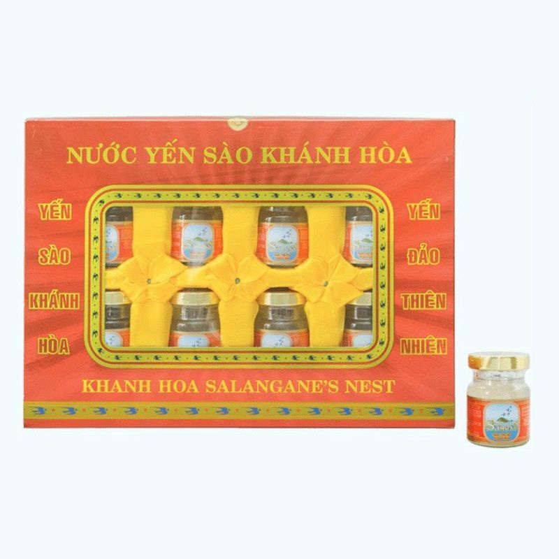 Hộp quà tặng cao cấp Yến sào Khánh Hòa 8 lọ Sanest có đường 70ml