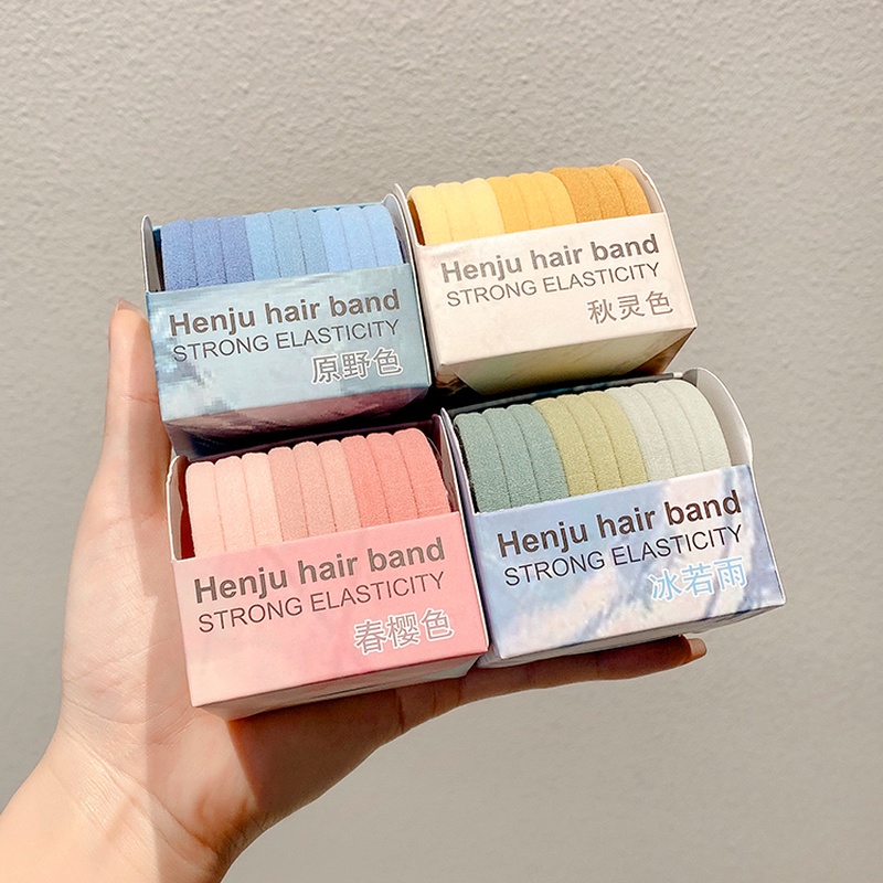 Set 10 Dây Cột Tóc Co Giãn Đơn Giản Thời Trang Hàn Quốc Mới