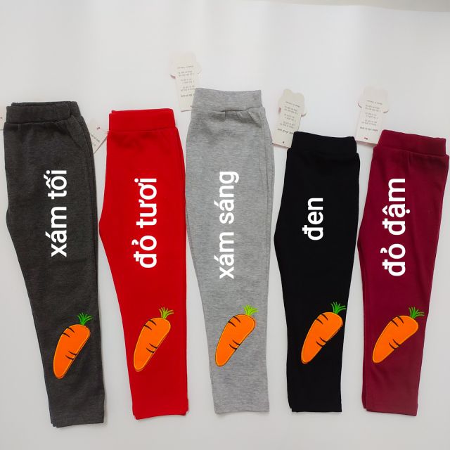 Quần legging thêu thỏ và cà rốt cho bé gái [8-14kg]