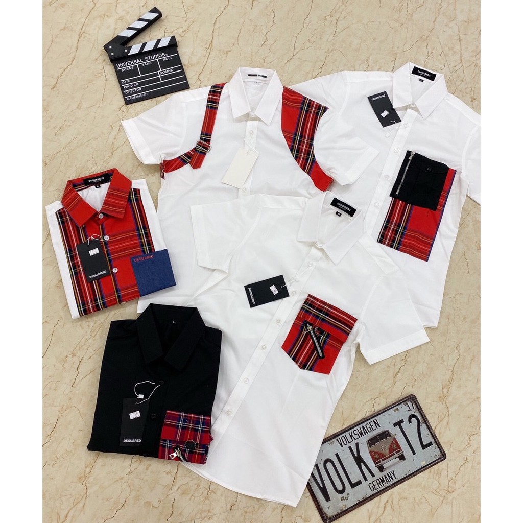 Áo sơ mi Nam Trắng cộc tay họa tiết Cực Hot