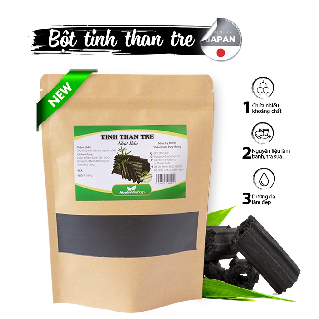 Bột tinh than tre NHẬT làm bánh mì, pha trà sữa (50g) – Phụ gia thực phẩm, đắp mặt và làm trắng răng