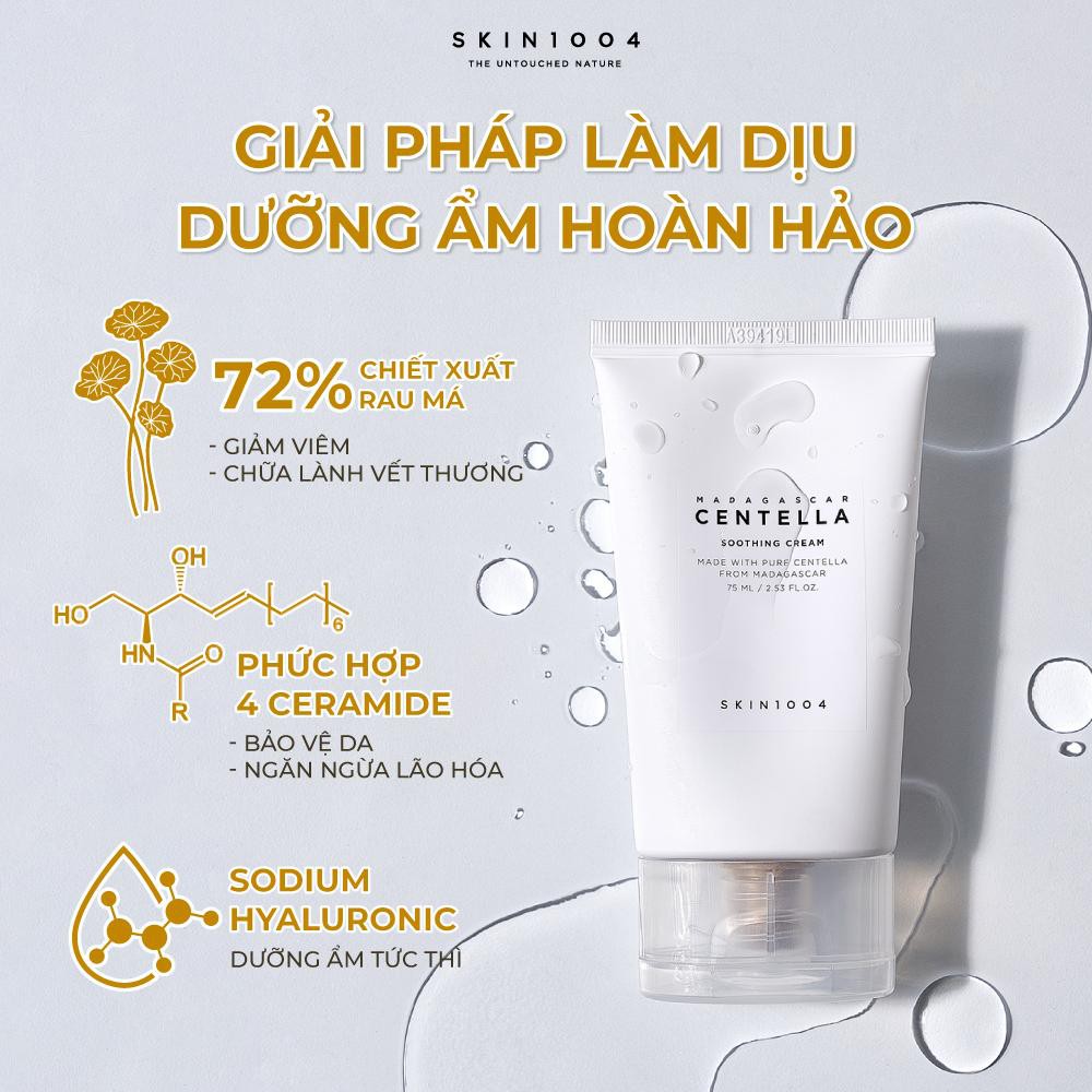 Kem dưỡng da Skin 1004 Cho Da mụn Chiết Xuất Rau Má  - Skin1004 Madagascar Centella Soothing Cream 75ml