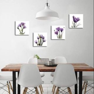 Tranh in canvas hoa bộ 4 tranh 30x30 kèm khung