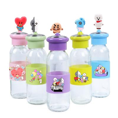 Bình nước army lá cây 400ml BNCI1 thuỷ tinh bình nước cute chai nước dễ thương